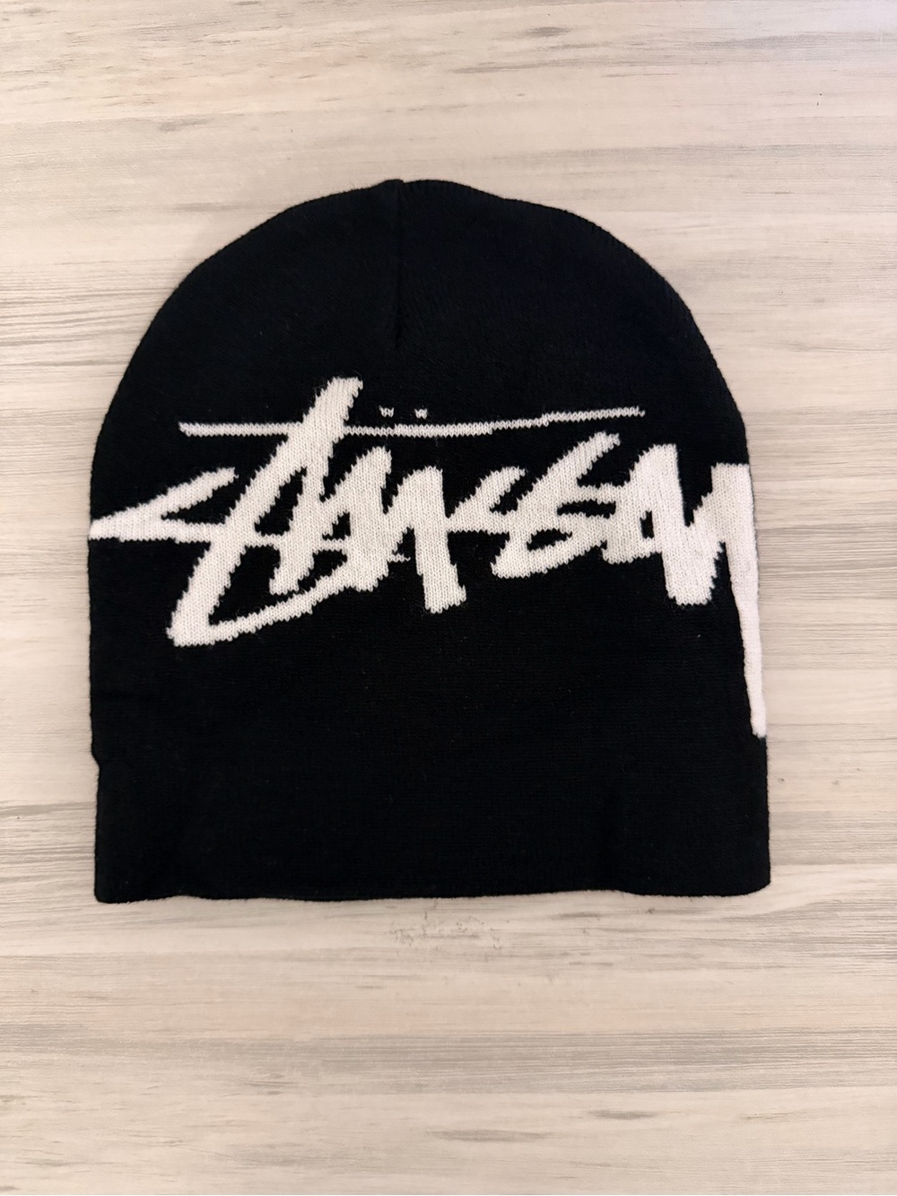 Stussy Kids Black Beanie with White Logo
